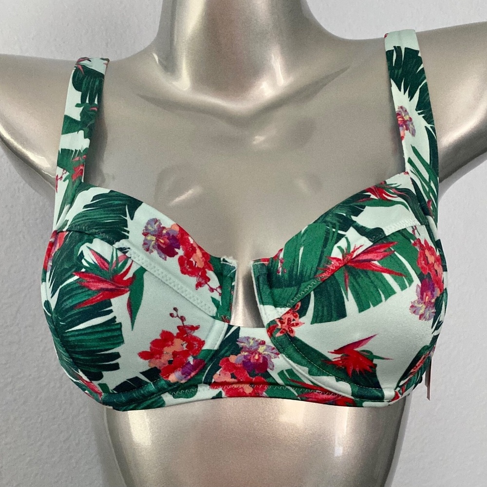 Victoria's Secret Tropical Floral Underwire Bikini Top - Green & Red